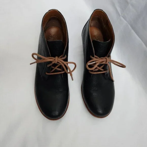 Kork Ease Helen Leather Ankle Boots Women's 6 Black Brown Lace Up Heritage Derby - Picture 3 of 14